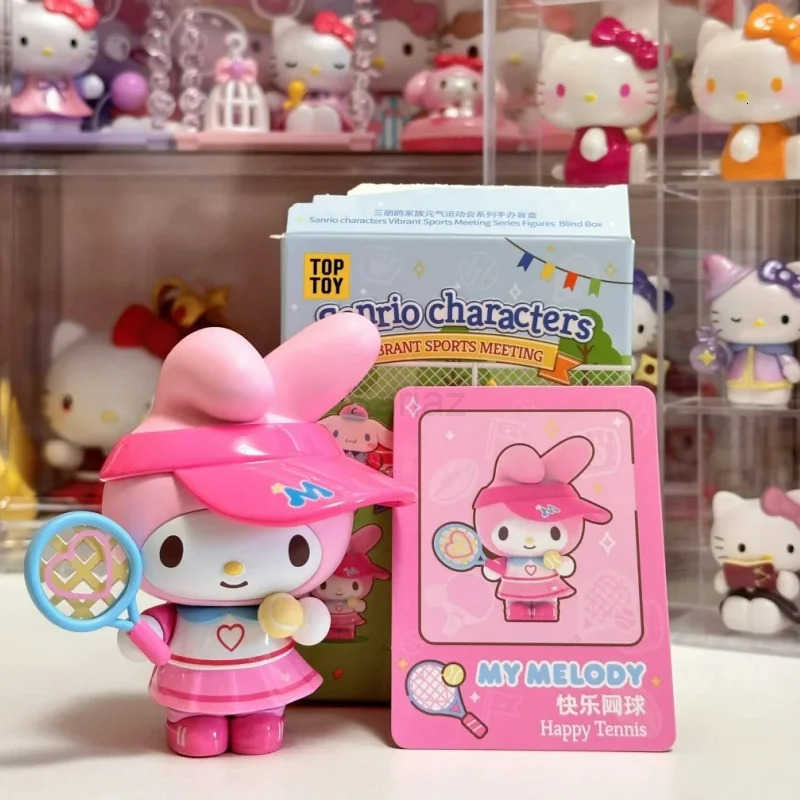 Sanrio Original Family Cheerful Sports Event Series Blind Box Hello Kitty Kawaii Doll Decorations Collectible Figure Trendy Gift H251217