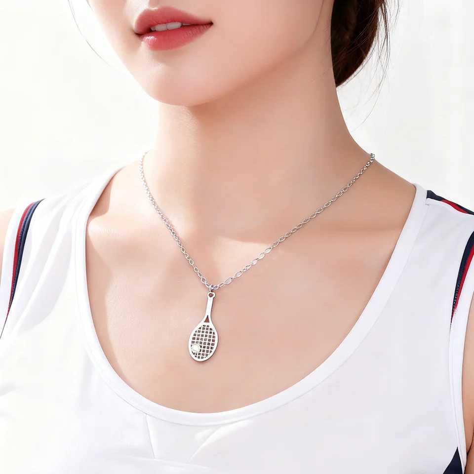 Cazador Tennis Racket Pendant Womens Necklaces 2025 Stainless Steel Sport Trendy Jewelry Gold Color Necklaces Christmas Gift G251217