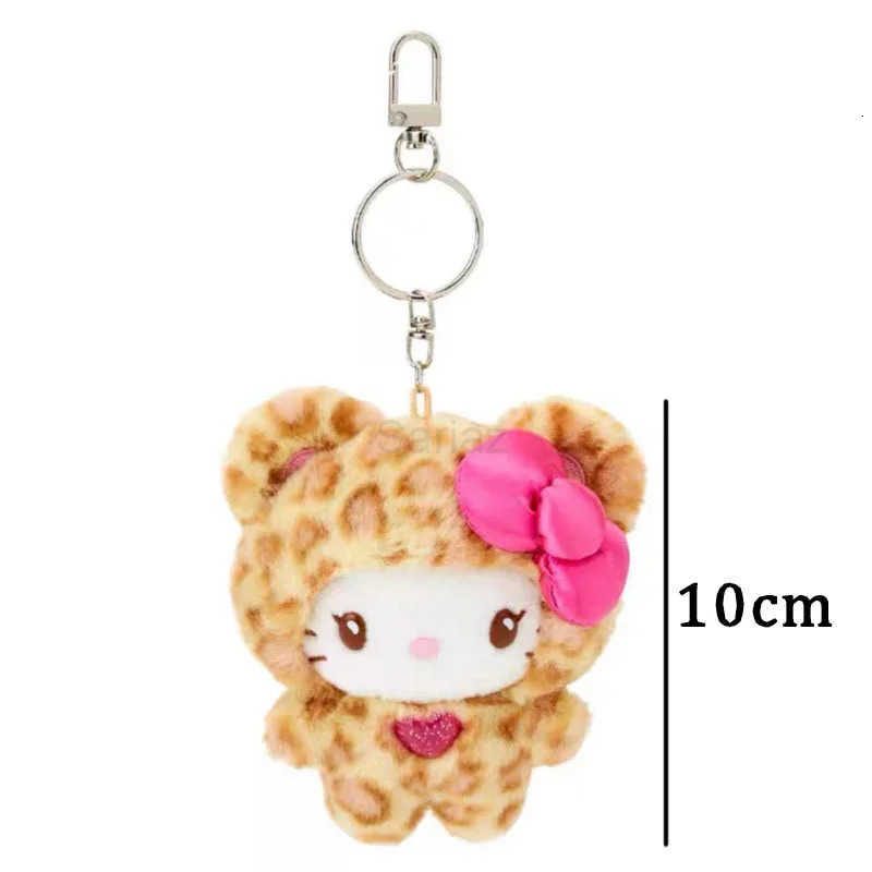 Sanrio Hello Kitty Kuromi Leopard Print Bear Series Plush Doll Pendant Keychain Cartoon Backpack Plushs Pendant Toys Kid Gifts H251217