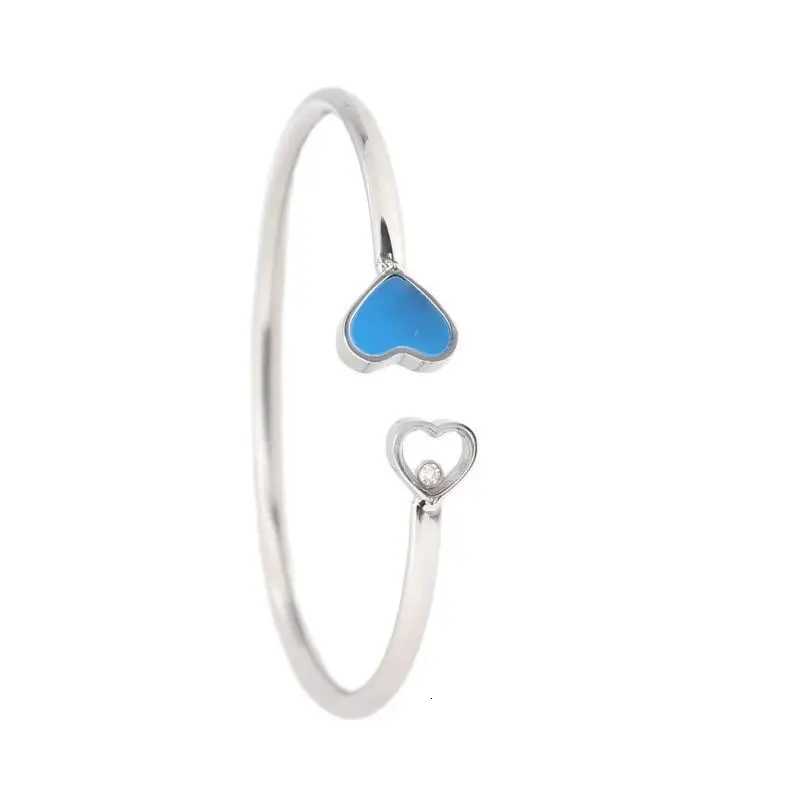 New Fashion Drop Glue Heart Hole Cuff Bangles Lady Jewelry Charm For Women Valentines Gift M251217
