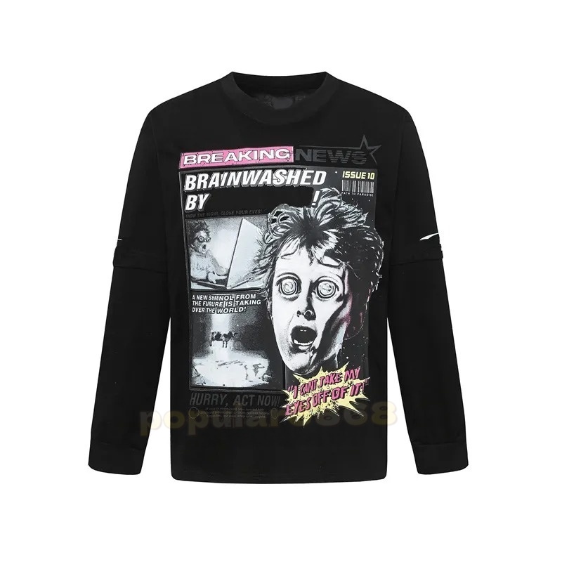 Tshirt Designer Black and white Long T-shirt Letter Printed Tshirts Top Spring Summer Men Women Casual Loose Long Sleeve shirts