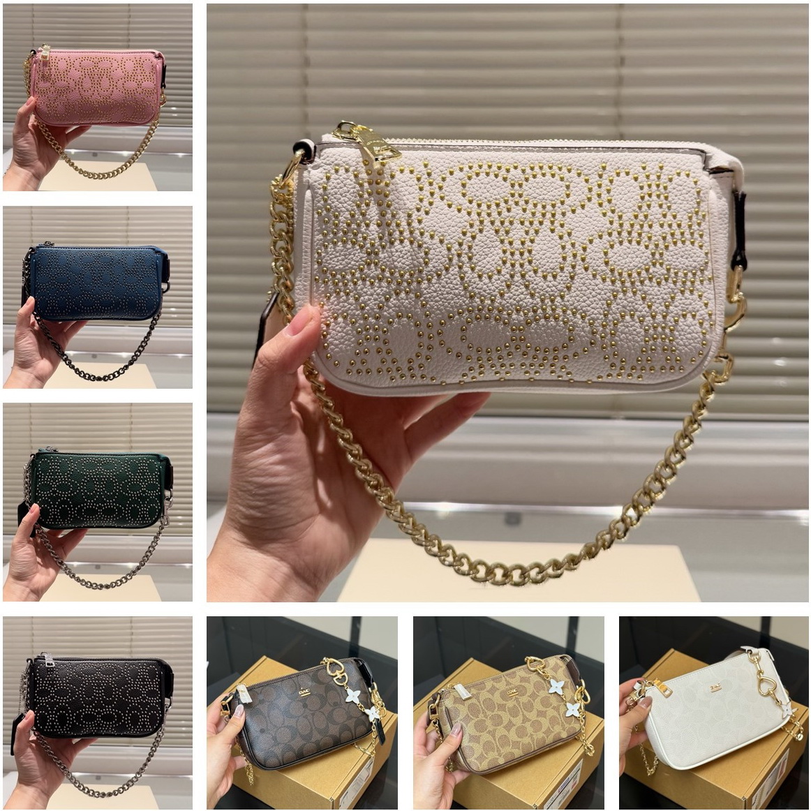 Designer Nolita 19 Bag Teri Shoulder Bag Swinger 20 HAMPTONS Hobo Crossbody Bag Luxury Handbag Women Classic Letter Print Underarm Purse Chain Clutch Wallet Black