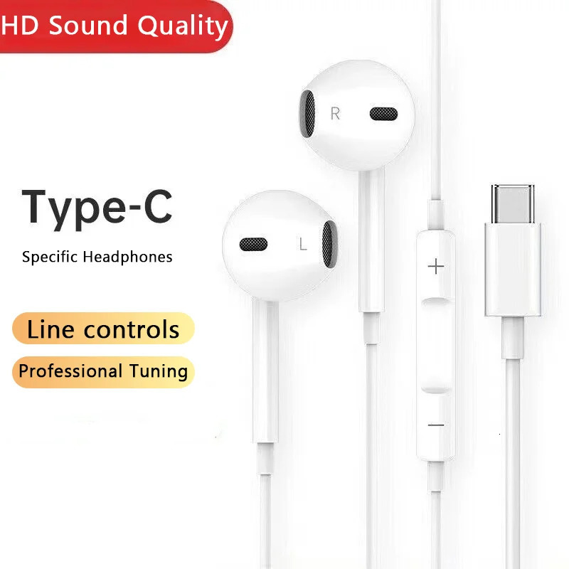 USB C Type C Wired Earphone Music Earbud Wire Control Hifi Gaming Headset 251215