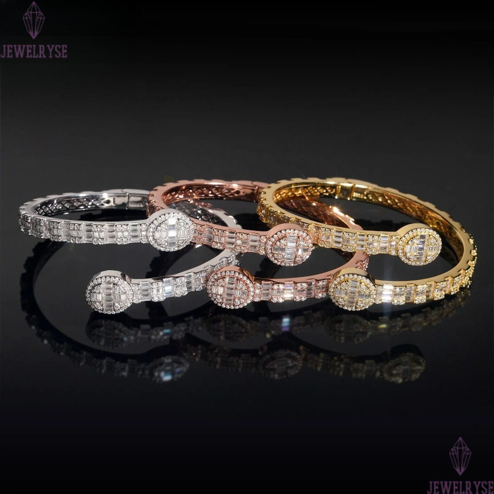 D Color VVS Miossanite Diamond 925 Silver Iced Out Hip Hop Jewelry Bracelet Bangle Men