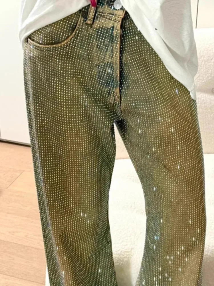 ZMEENNA Sparkling Sequin Wide Leg Pants Womens Glamorous Party Trousers Shiny Fashion Statement Bottoms ZM1050 251204