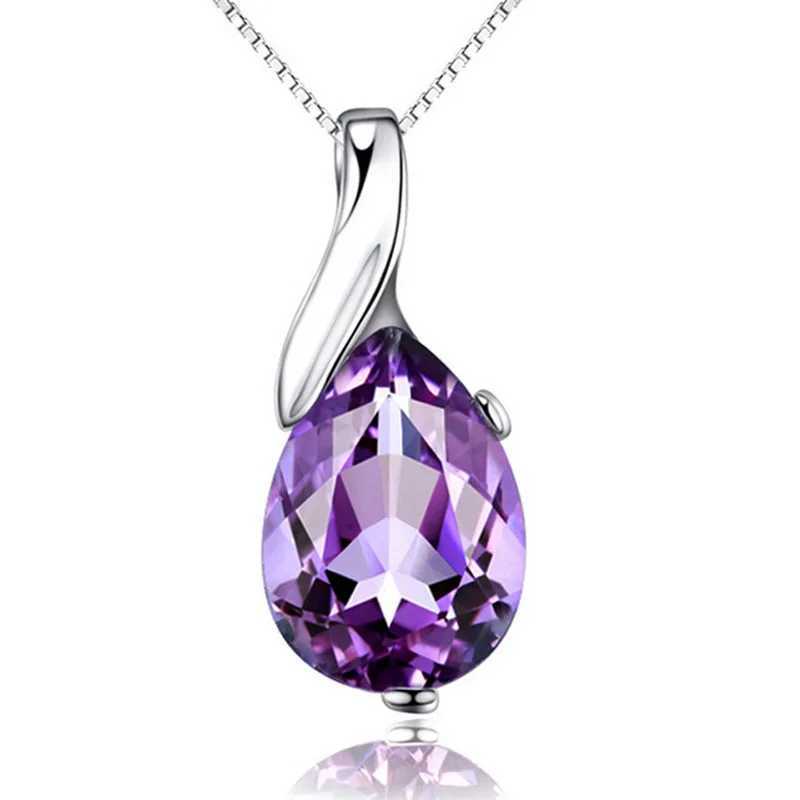 S925 Sterling Silver Necklace Angel Tears Crystal Red Pendant Necklace for Woman Charm Jewelry Gift G251217