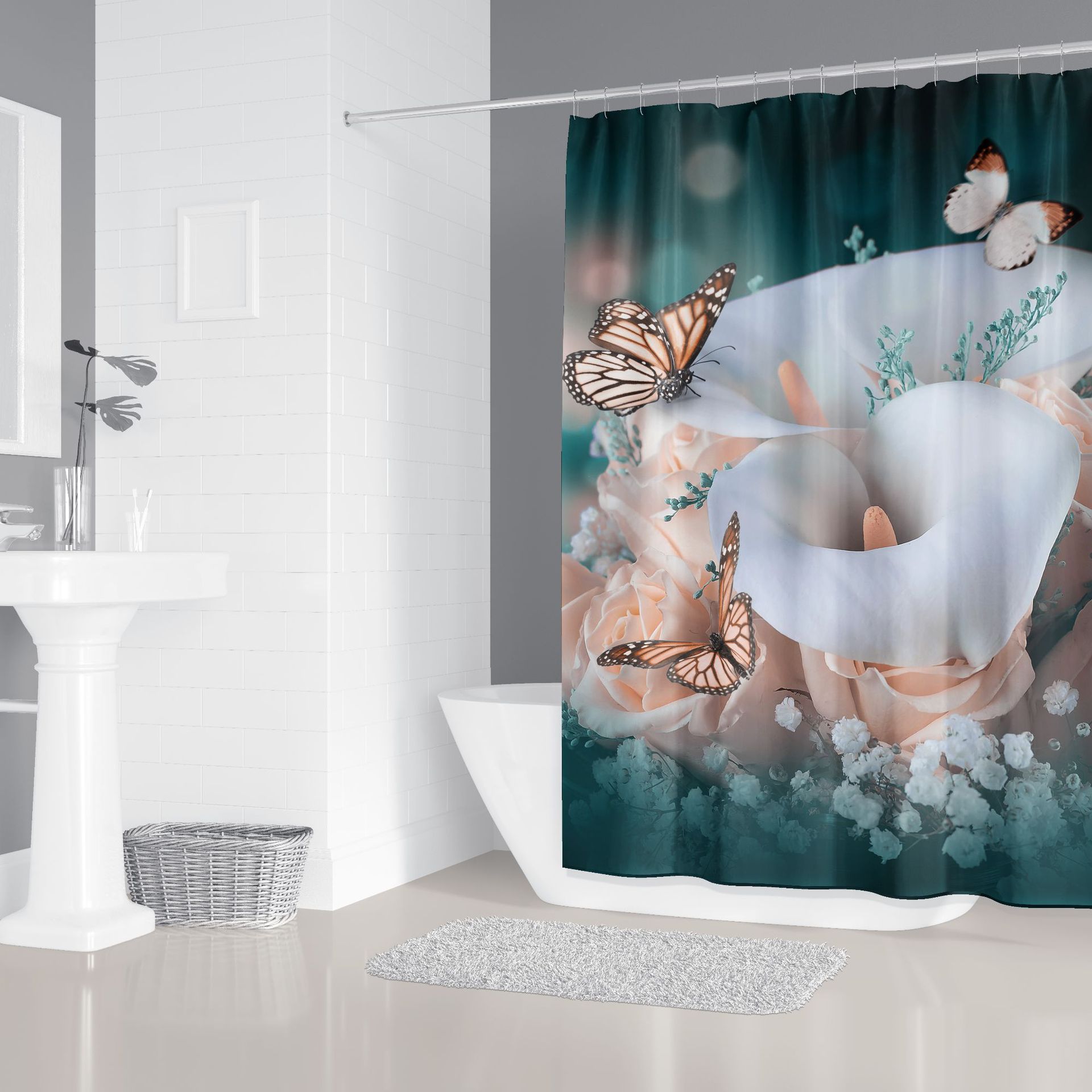YL-37979 Bathroom Curtain/Curtain Decoration: Polyester Waterproof Cat and Dog 3D Digital Print Bathroom Curtain