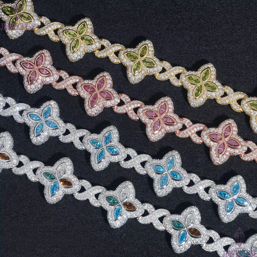 Style S925 Sterling Silver Cut Colored Moissanite Bracelet Passes The Diamond Tester And Comes With Gra