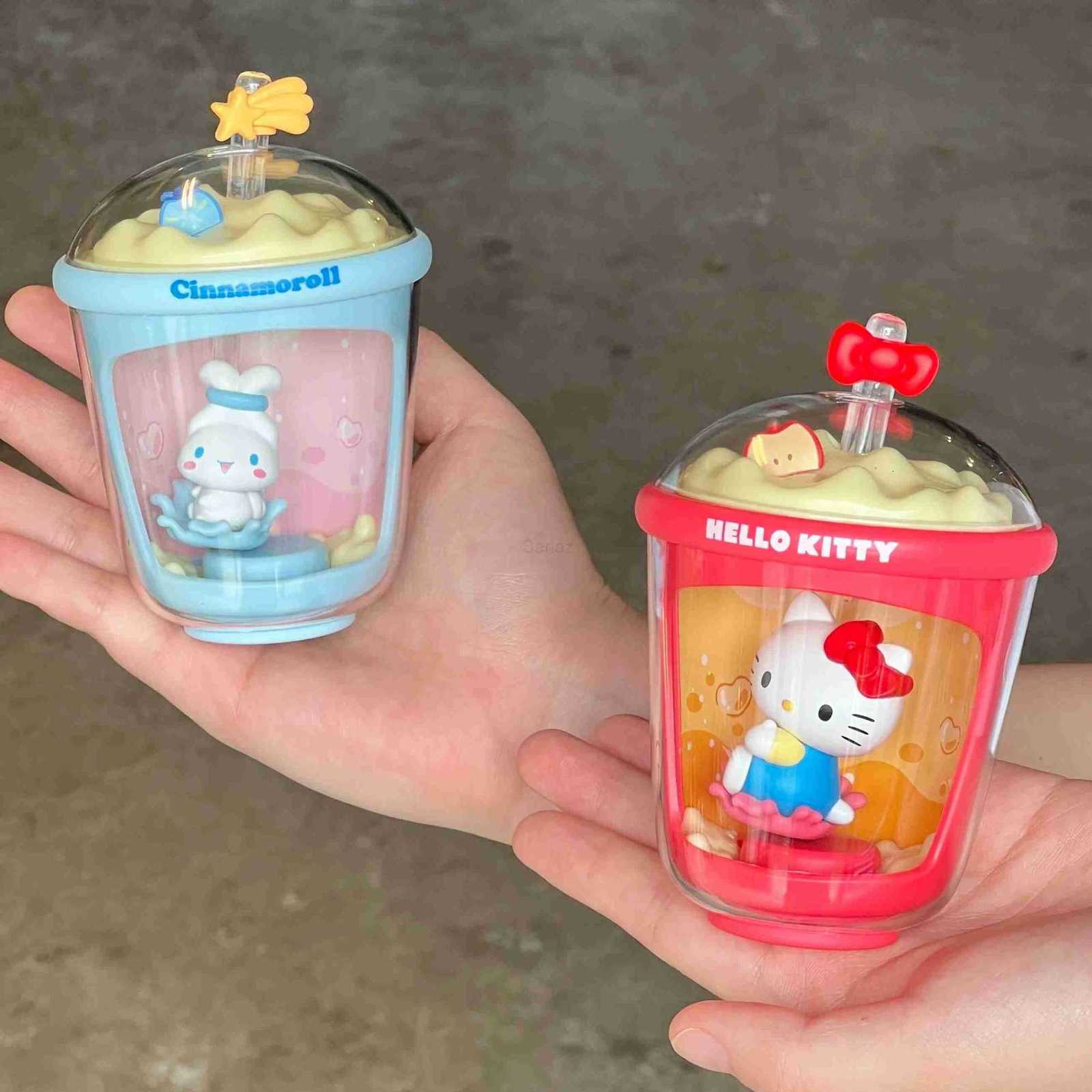 Sanrio Cartoon Milk Tea Cup Series Shake Blind Box Cute Sanlio Doll Creative Fun Car Ornament Office Desktop Decoration Toy Gift H251217