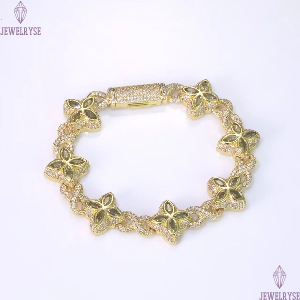 Style S925 Sterling Silver Cut Colored Moissanite Bracelet Passes The Diamond Tester And Comes With Gra