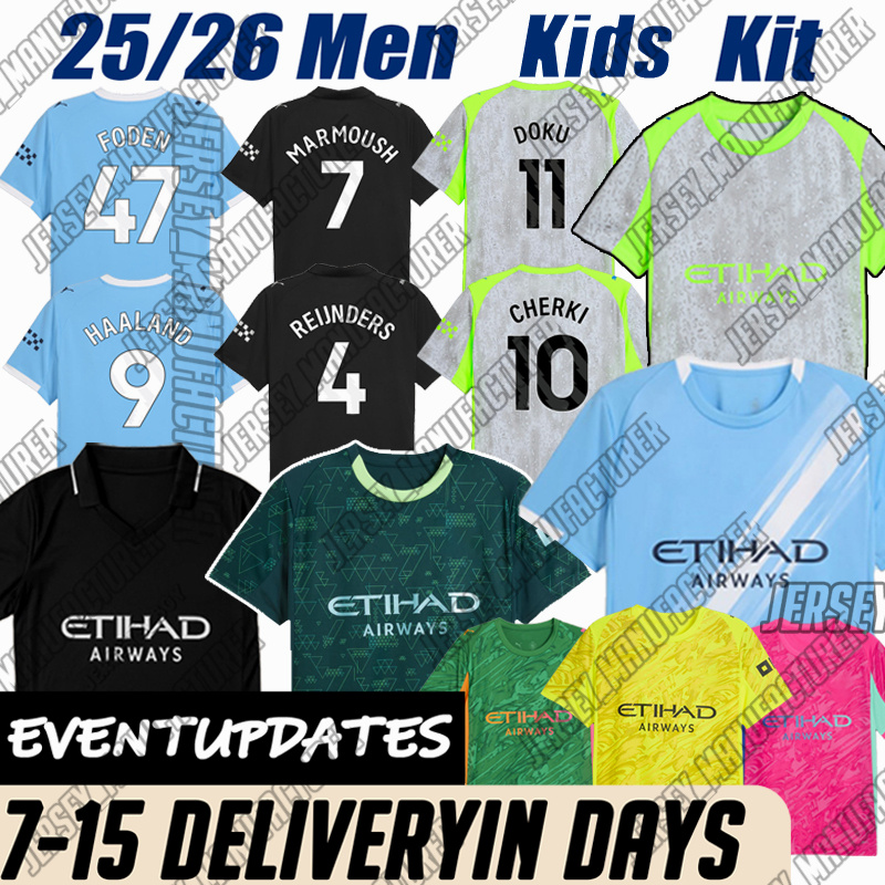 3Xl 4XL man city kit HAALAND FODEN DE BRUYNE Football RODRIGO GREALISH Bernardo Gvardiol Doku fans player version 25 26 Manchster City Football Shirt Mens kids kit
