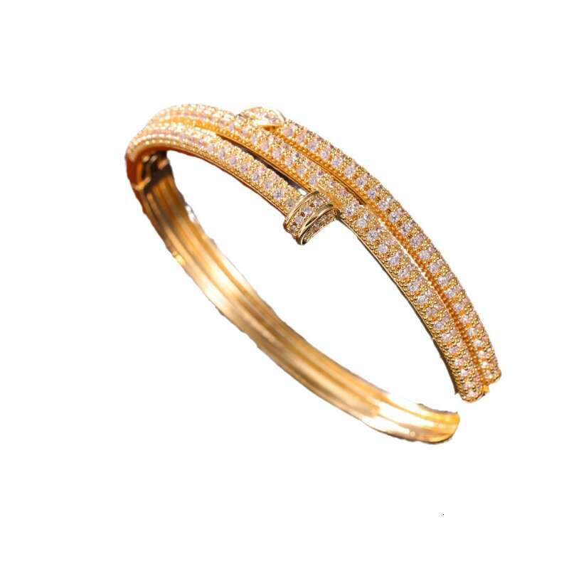 Bracelet designer bangle Jewelry Full Double Circle Stud Bracelet Copper Inlaid Zircon High-End Personality Creative Factory In-Stock Wholesale