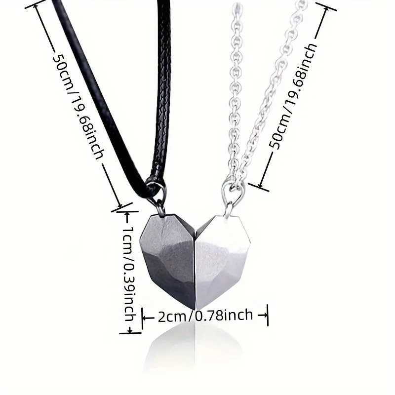 Good Simple Quality Couple Pendant Necklace ElectrocardiogramMagnetic HeartPendant Splicing Necklace Valentines Day Gifts G251217