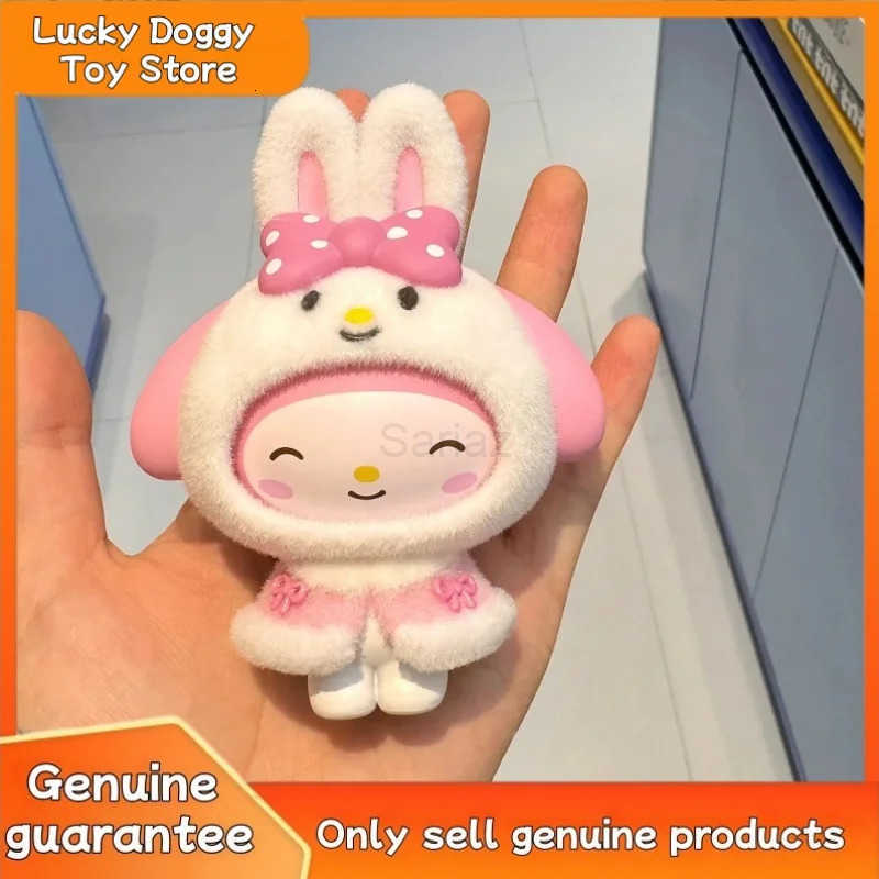 Sanrio NEW Original Little Cape Series Blind Box Kuromi Kt Flocked Keychain Face Changing Fashion Toy Bag Charm Cute Christmas Gift H251217