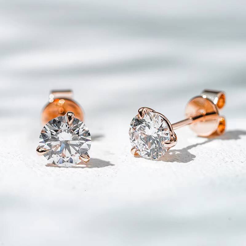 IGI Certified 05ct Diamond Earrings Three Claw Martini Set in 14K 18K Solid Yellow White Rose Gold Lab Diamond Stud Earring