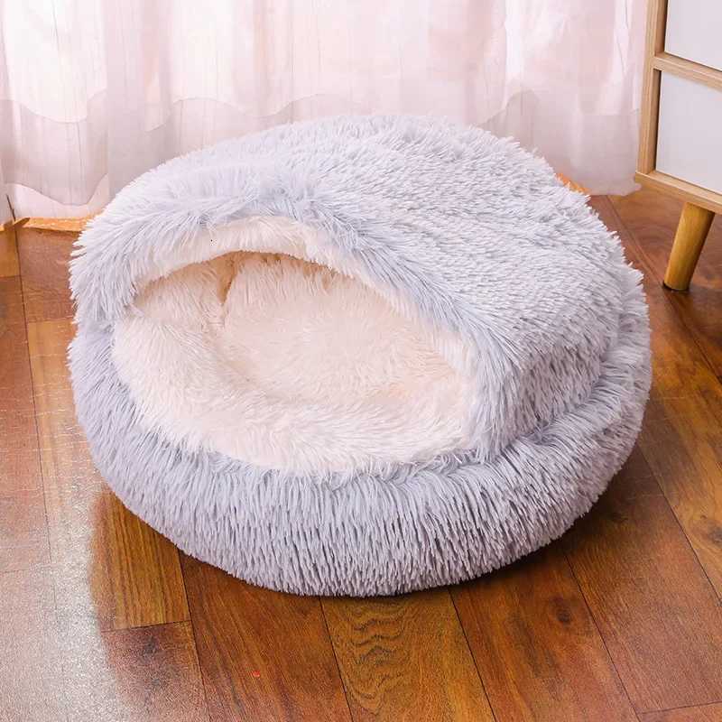 Soft Plush Round Cat Bed Pet Mattress Warm Comfortable Basket Cat Dog 2 in 1 Sleeping Bag Nest for Small Dogs M251217