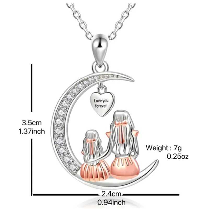 Mom Daughter Moon Pendant Necklace Love You Forever Heart Necklaces Mothers Day Jewelry Gifts G251217
