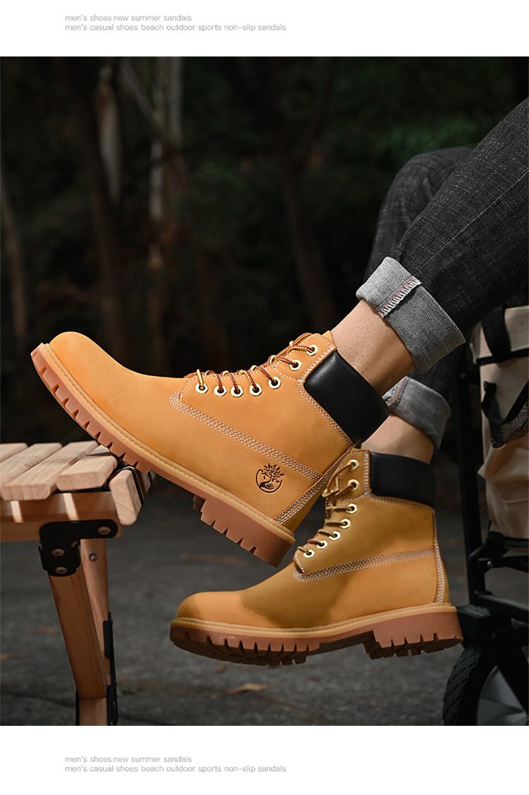 Classic high-top yellow boots Martin boots cross-border large-size outdoor men's shoes couple's British men's work boots