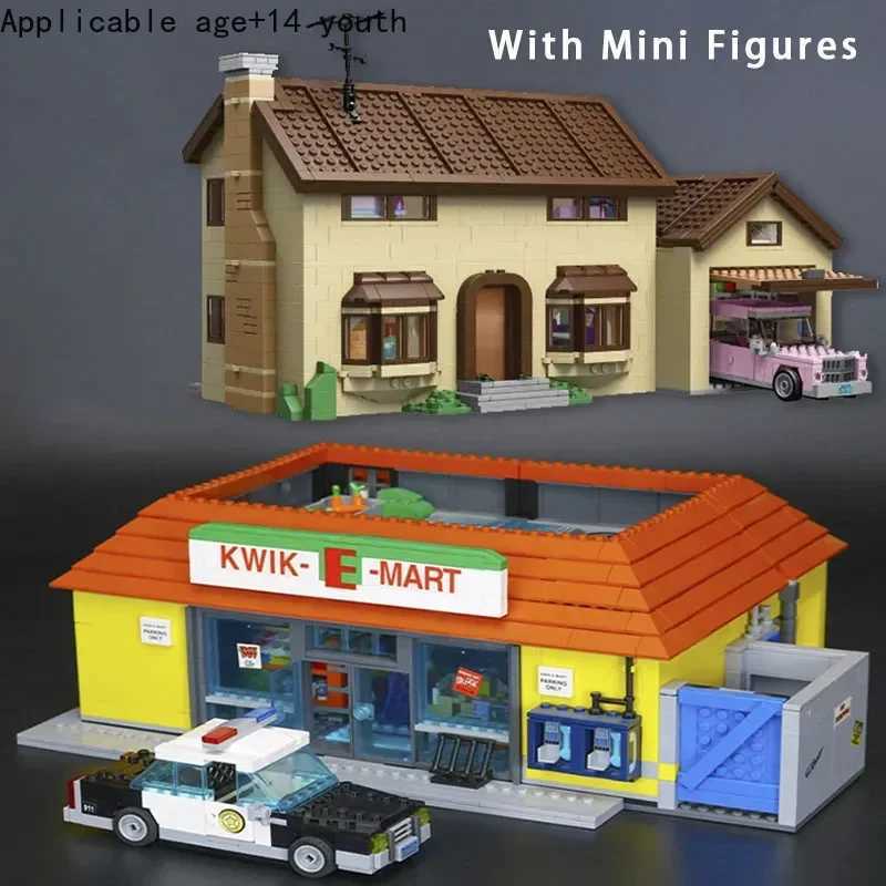 IN stockThe Supermarket House And Kwik E Mart Building Blocks Bricks 16004 16005 Christmas Toy Gift Compatible 71006 71016 X251216
