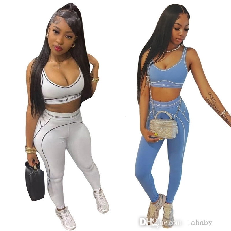 Designer Tracksuit Summer 2 Piece Set Women Sports Tracksuit Yoga Vest Pants Sets Running Fitness Casual Track Suit Womens Clothing