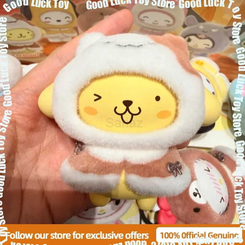 Sanrio New Genuine MINISO Little Cape Series Blind Box Kuromi KT Flocked Keychain Face Changing Trendy Toy Bag Charm Cute Gift H251217