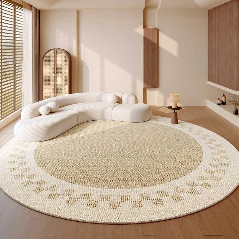 Beige Living Ro Carpet Large Area Style Round Bedro Rug Modern Fashion He Decoration Coffee Table Sofa Mats Alfbra Y251216