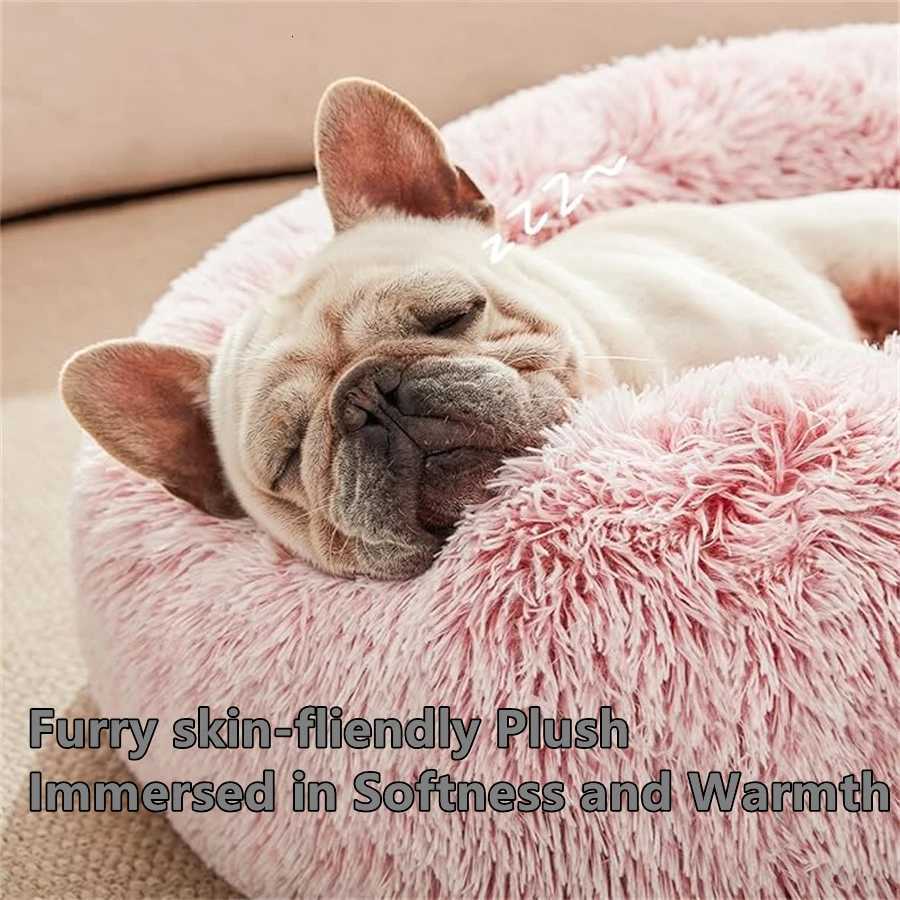Soft Pet Cat Bed Pad Plush Warm Faux Fur dog Calm Bed Donut Round Bed Comfortable Sleeping Washable for Small Medium Dog and Cat M251217