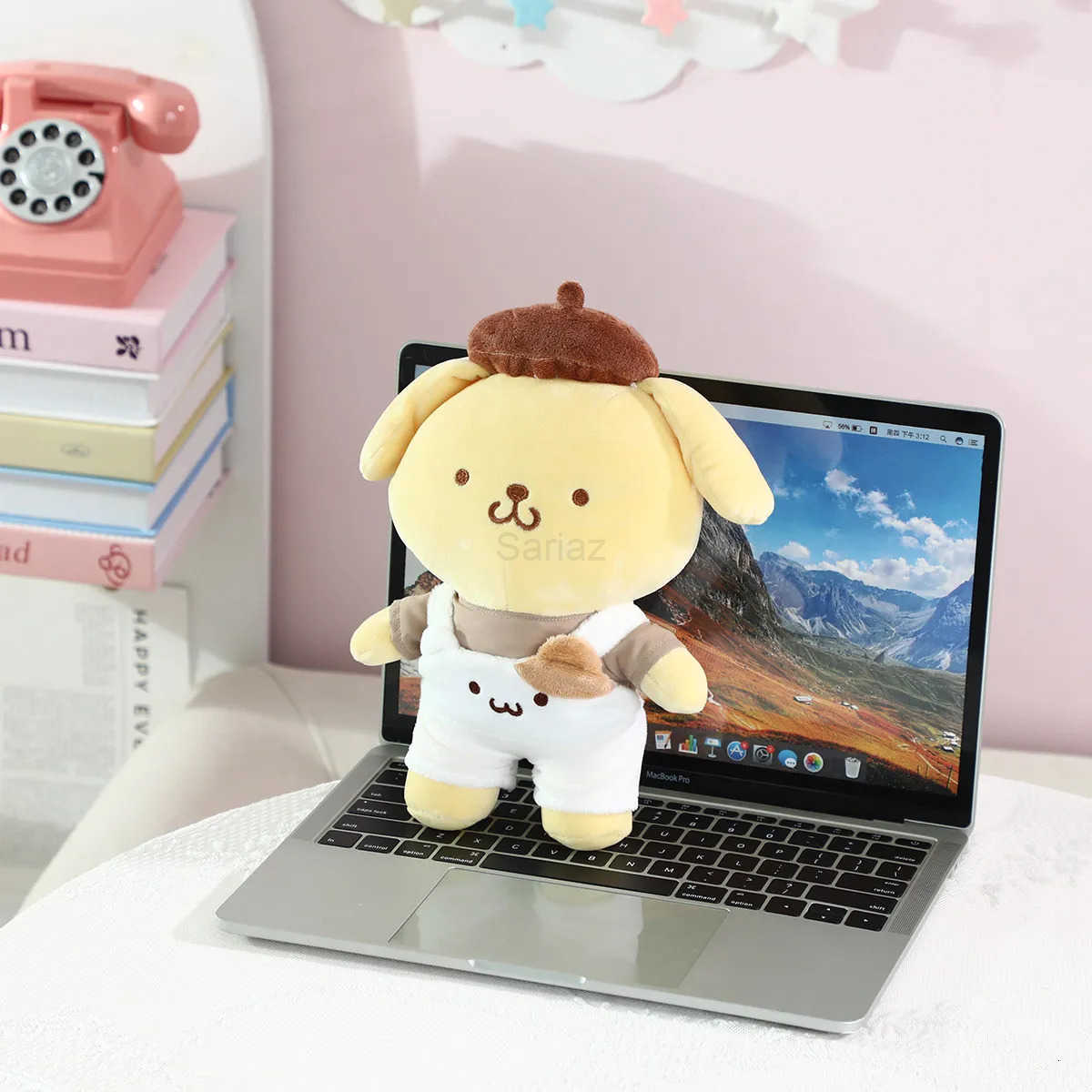 Sanrio Pompompurin Plush Toys Lovely Pillow Super Soft Dressed Pom Purin Stuffed Doll Kawaii Room Decor Kids Gift H251217