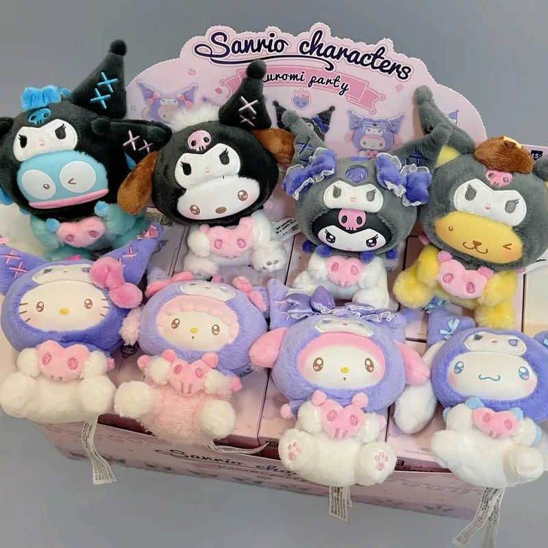 Sanrio New Anime Kuromi Party Family Series Blind Box Cute Dolls Backpack Pendant Decoration Trendy Toys Mystery Box Girl Surprise Gift H251217