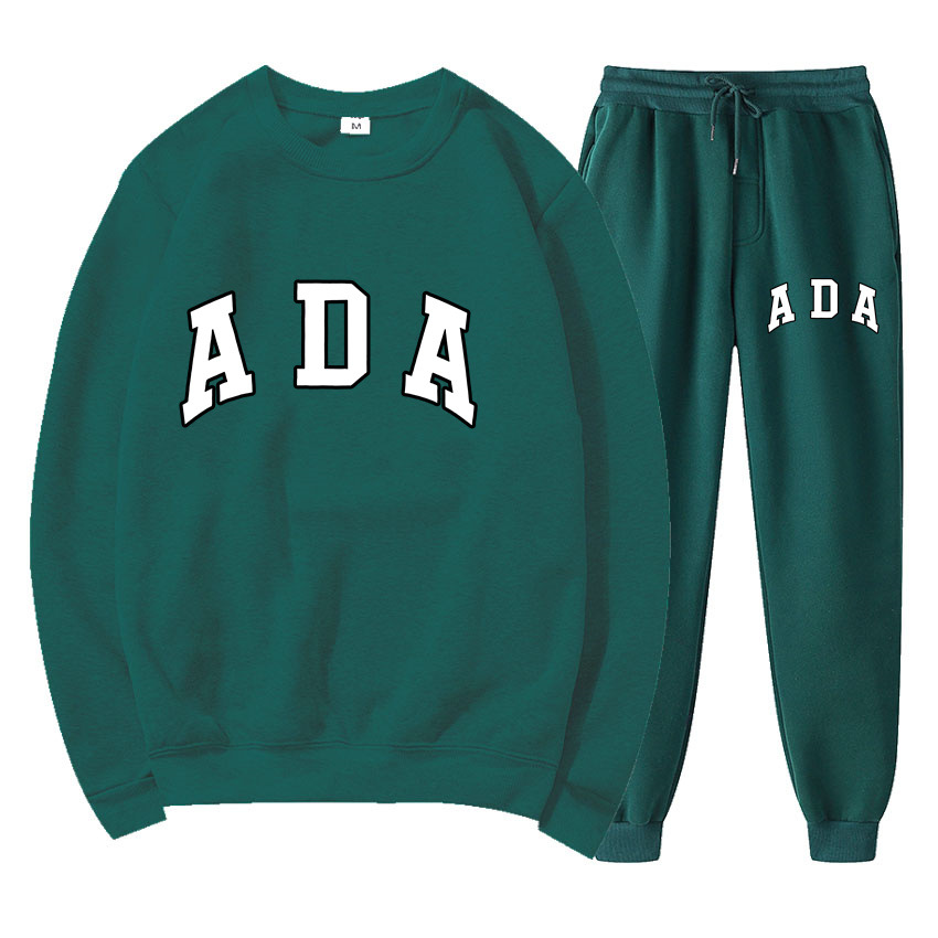 womens designer clothes ADA Letter Print Hoodie & Pants Set 2025, Fleece Lined Casual Sweatshirt 2 Piece Outfit Loose Fit Free Shipping