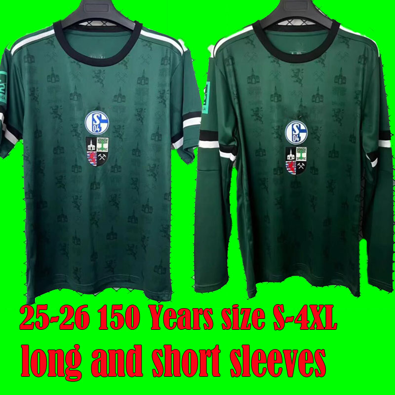 Schalke 04 25-26 150 Years Soccer Jerseys Kit 2025 2026 YOUNES SYLLA HOJLUND KARAMAN HAMACHE REMMERT long sleeves and short sleeves Schalke 50TH Football Shirts S-4XL