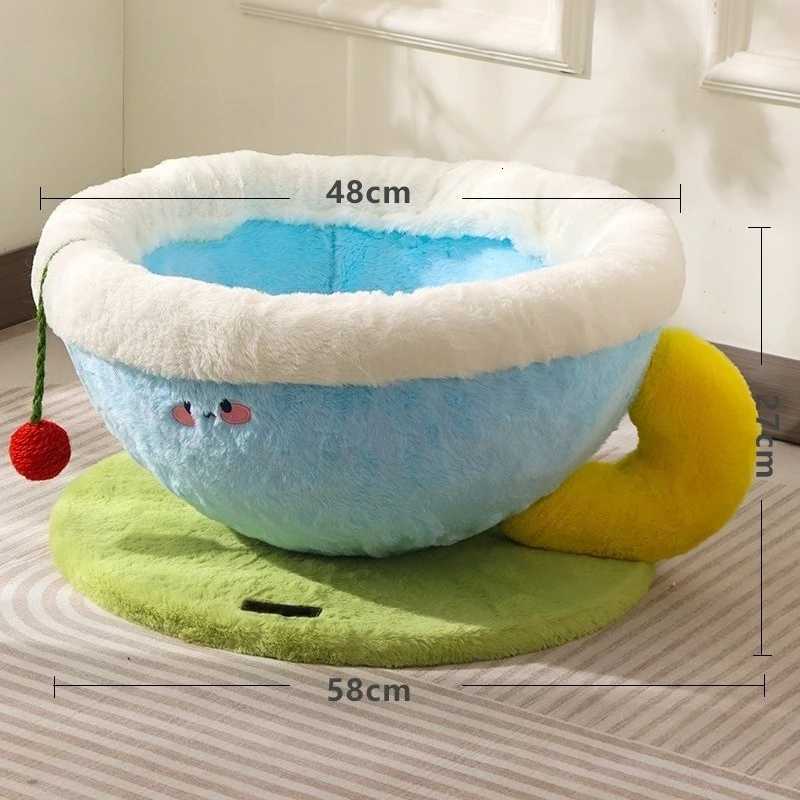 Teacup-Shaped Large Cat Bed - Fleece Semi-Enclosed Pet Nest for Winter Warmth M251217
