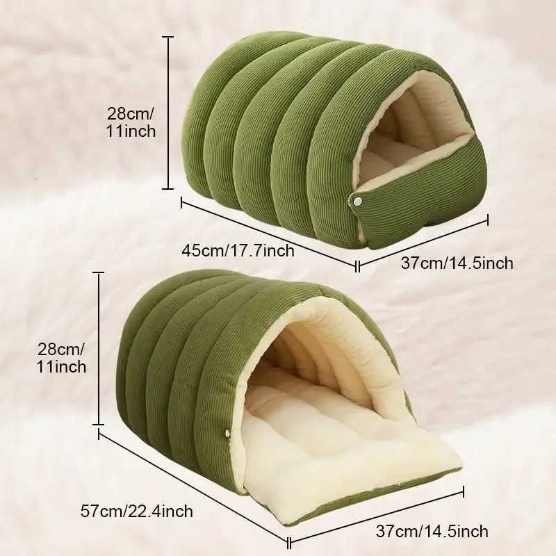 Winter Thermal Plush Cat Bed Winter Warm Enclosed House with Removable Washable Cover for Cats Small Pets Anxiety M251217