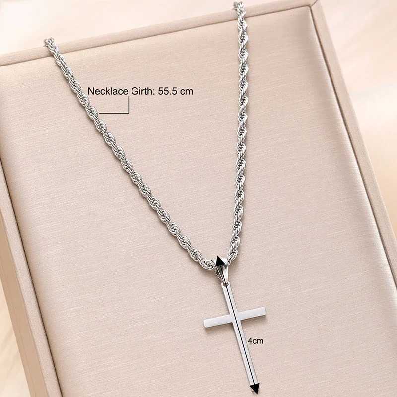 New Stainless Steel Cross Pendant Necklace for Men Women Minimalist Gold Color Jewelry Male Female Necklaces Chokers Gifts 2025 G251217