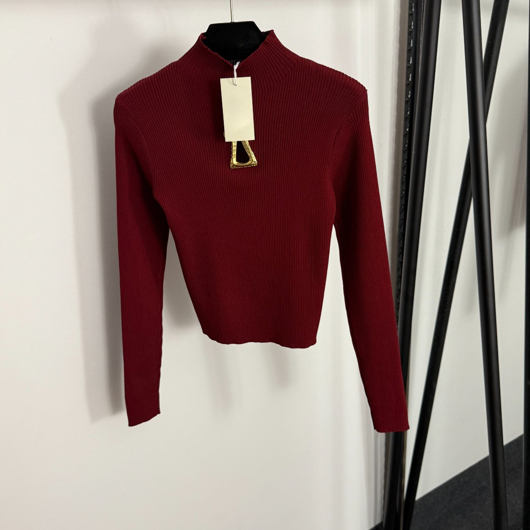 Fashion Women Design Sweater Pullover Knitted Shirt Golden Beads Knitwear Tops Shirts Girls Runway High End Design Tops Casual Elastic Long Sleeve Shirt Outwear SML