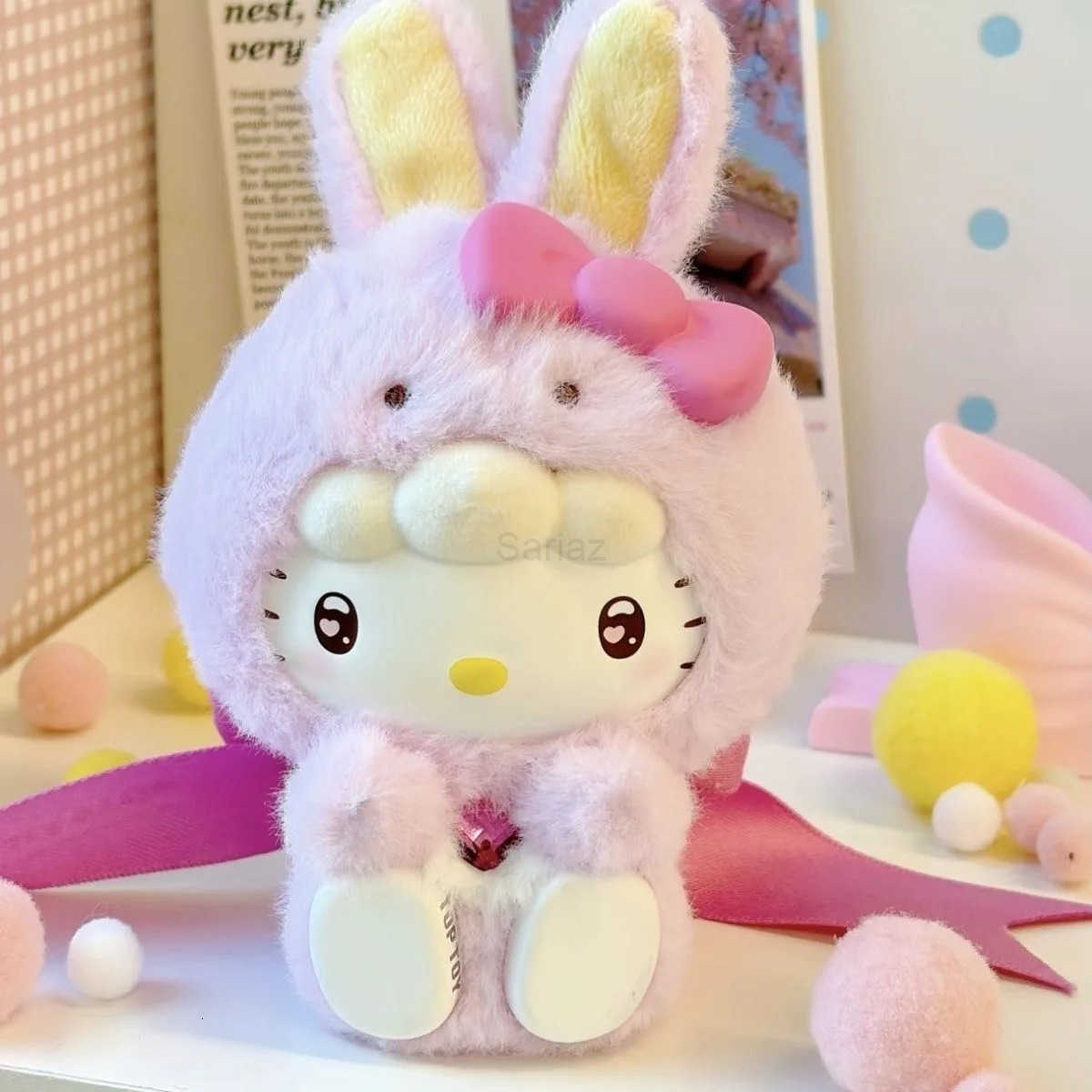 Sanrio Genuine Kitty Kuromi Diamond Bunny Series Blind Box Trendy Toy Cute Desktop Ornament Collectible Gift For Girls H251217