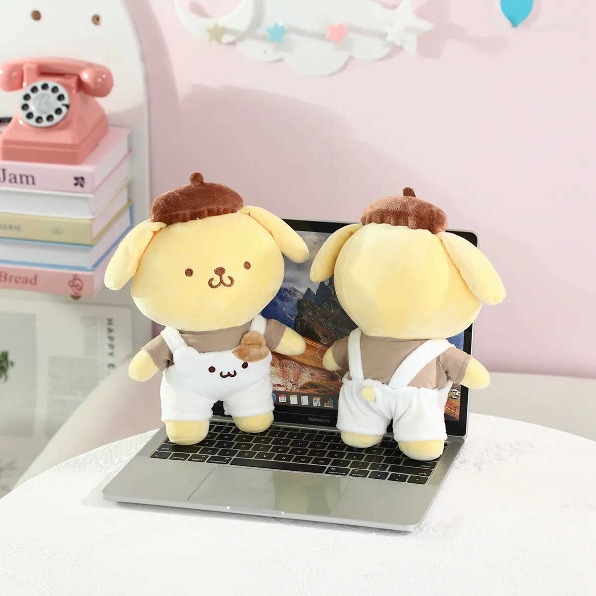 Sanrio Pompompurin Plush Toys Lovely Pillow Super Soft Dressed Pom Purin Stuffed Doll Kawaii Room Decor Kids Gift H251217