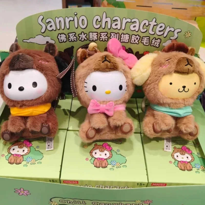 Sanrio Characters Chill Capybara Series Blind Box Kawaii Hello Kitty Kuromi Melody Desktop Ornament Pendant Trendy Toys Gifts H251217