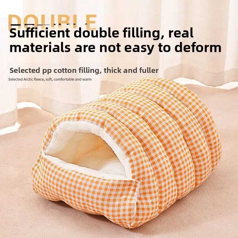 Warm Cat Bed Winter Pet Bed for Cats and Small Dogs Washable Removable Plush Sofa HouseWinter Warm Enclosed Cat Bed Dog Bed M251217
