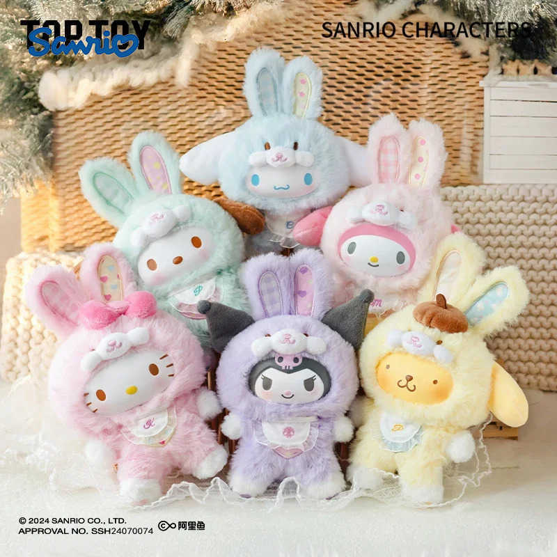 Sanrio Toptoy Family Elf Rabbit Baby Series Plush Vinyl Blind Box Kuromi Cinnamoroll Hello Kitty Figurine Girl Cute New YearGift H251217