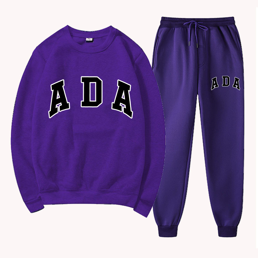 Free Shipping Designer womens clothes two piece ADA Letter Print 2-Piece Tracksuit Sweatshirt & Jogger Pants Soft Fabric Casual Daily Lounge Wear Outf