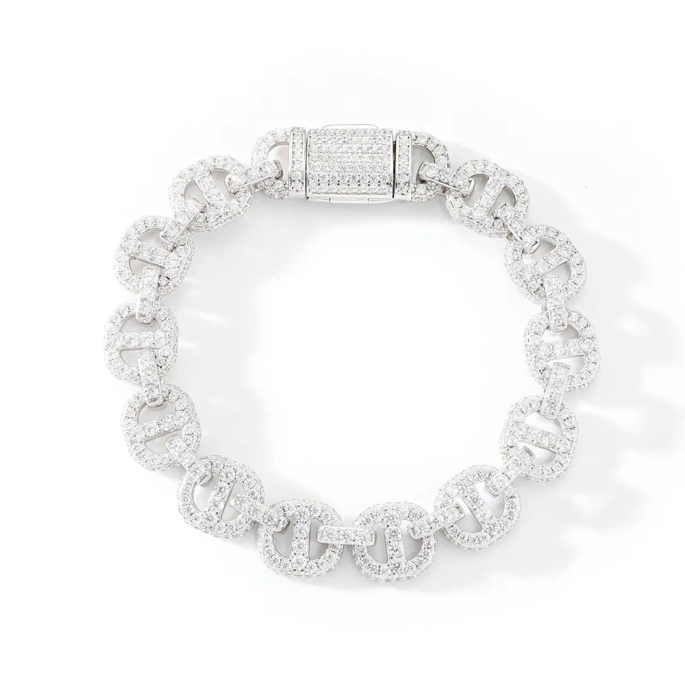 High Quality 11mm Hip Hop Bracelet Gold Plated Brass 5A CZ Diamond Ice Out Fashion Link Bracelet for Men Gift