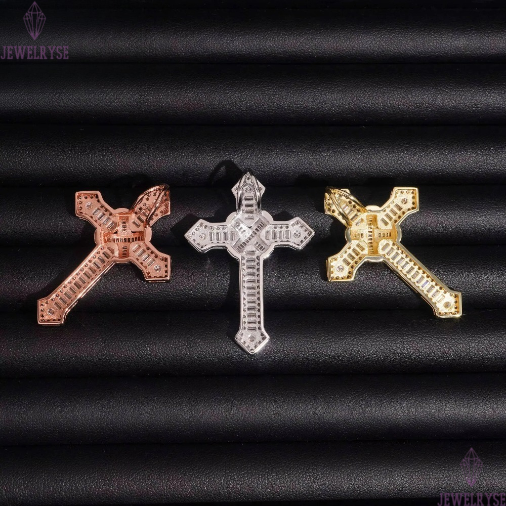 Ready to Ship 925 Silver Ice Out GRA Certificated VVS Moissanite Diamond Cross Hip Hop Pendant