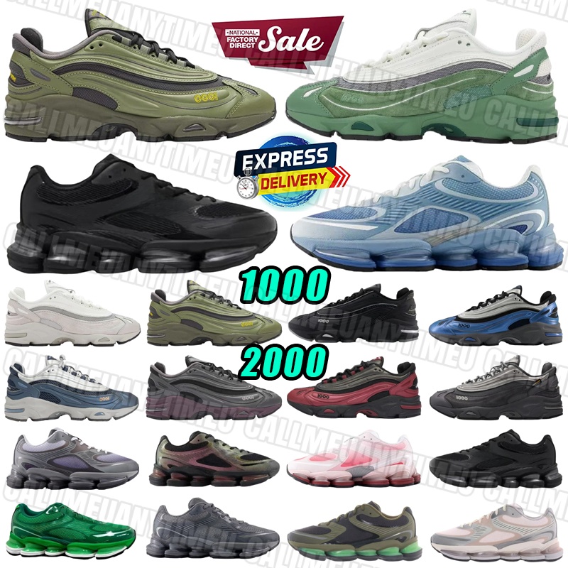 Designer New 1000 2000 Running Shoes Mens Sneakers Leather rubber Womens Trainers Womens Triple Black White Vintage Indigo Outdoor Sports Walking shoes
