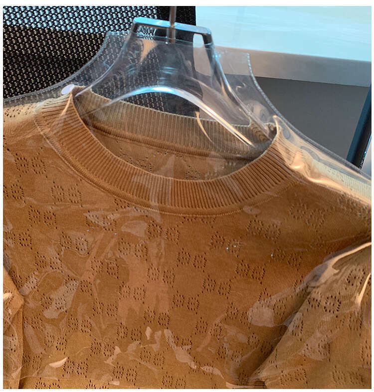 Ice Silk Base Layer Knitted Top Women's Round Neck Loose Thin Summer New Fashion French Design Ladies T-Shirt Sweater Vest