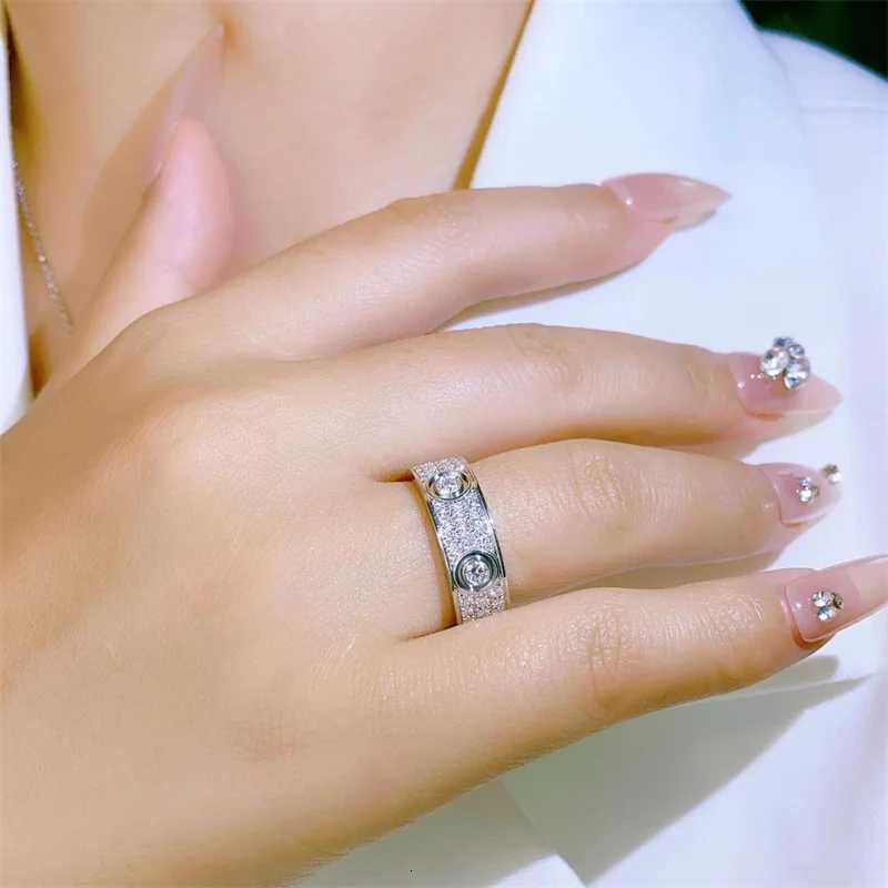 Luxury Inspired Ring 3 Row Zircons Open Stainless Steel Bangle Fashion Party Wear Jewelry Gift M251217