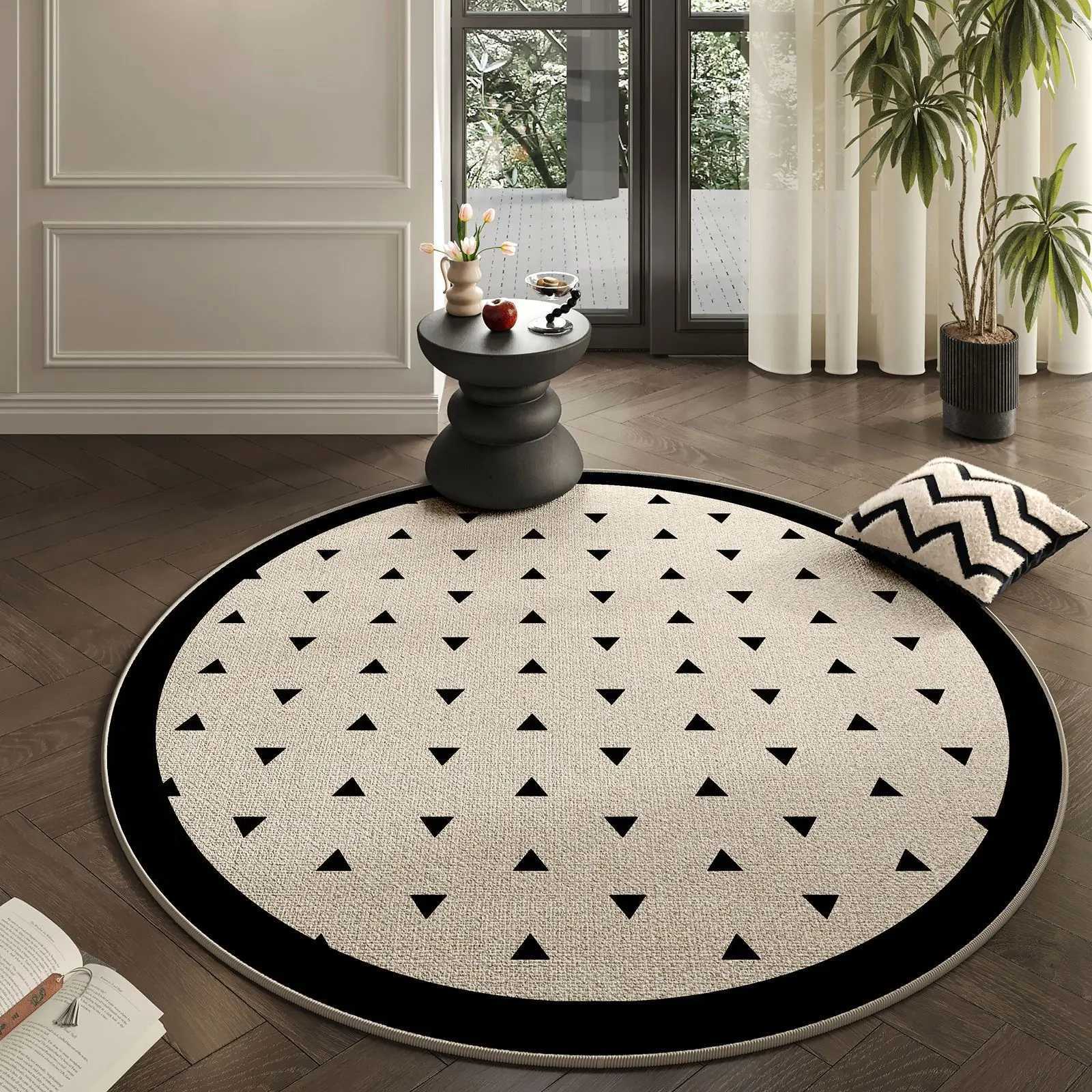 French Style Round Carpet Non-Slip Living Ro Rug Sofa Coffee Table Mat Soft Bedside Floor Rug He Decor Accent Y251216