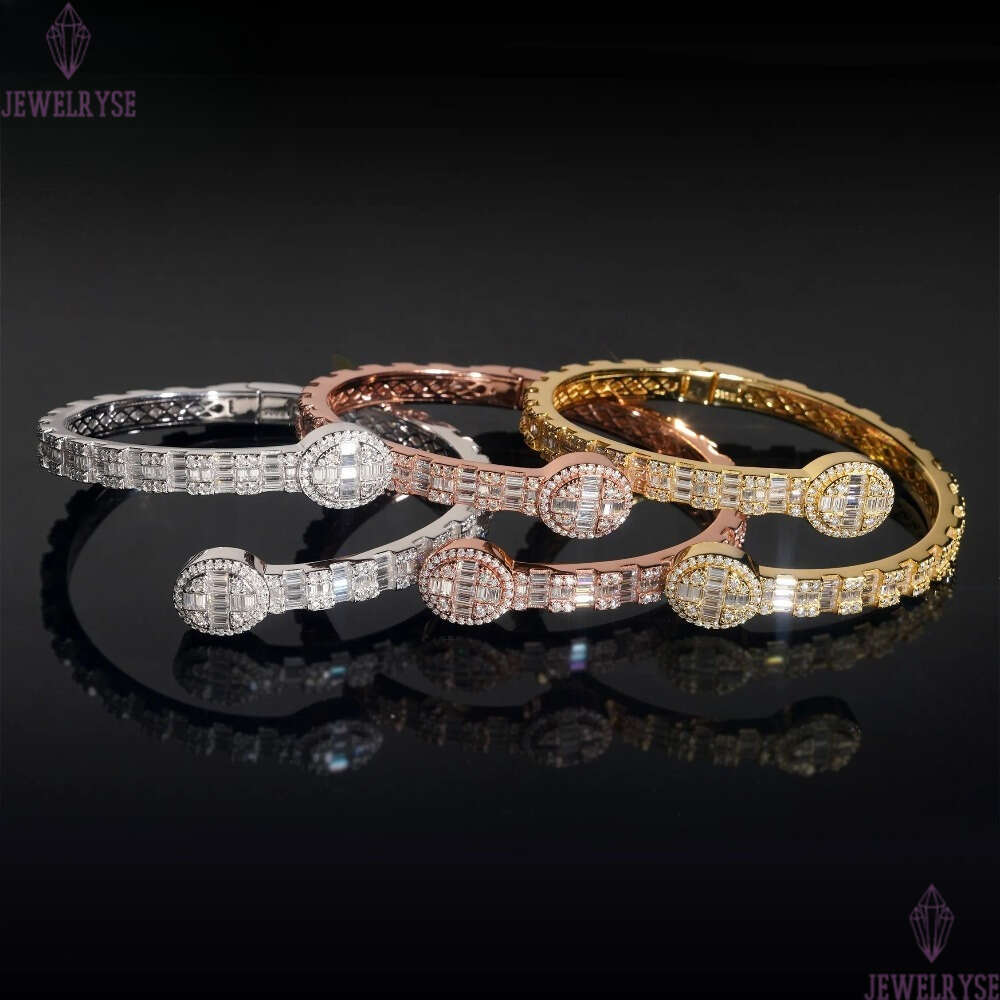 D Color VVS Miossanite Diamond 925 Silver Iced Out Hip Hop Jewelry Bracelet Bangle Men