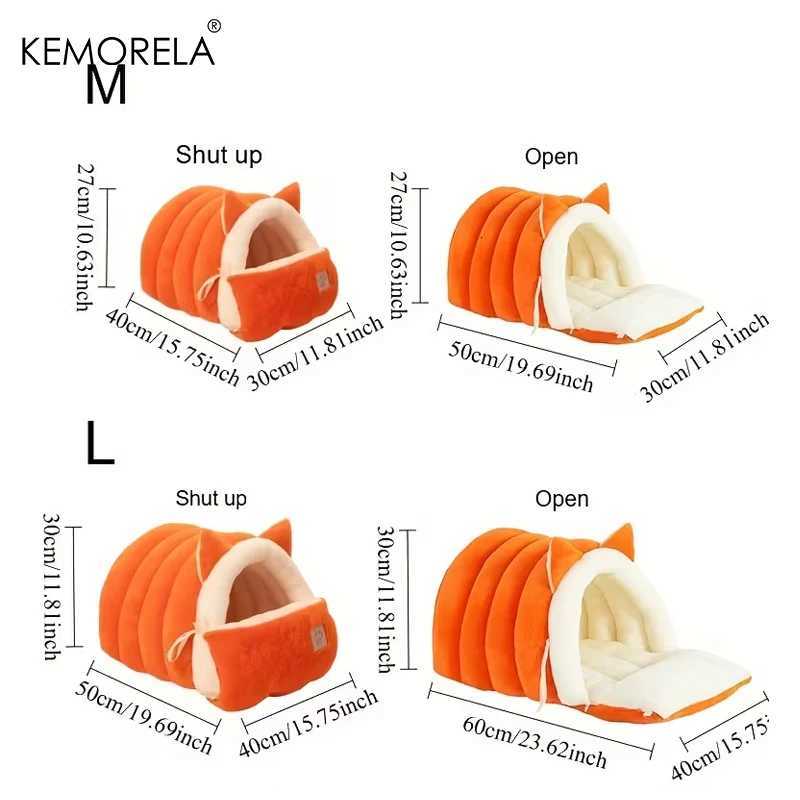 KEMORELA New For Cat Ear Cat Bed -Soft Semi Winter-Enclosed Pet Nest with Non-Slip Bottom Windproof Warm Removable Washable M251217