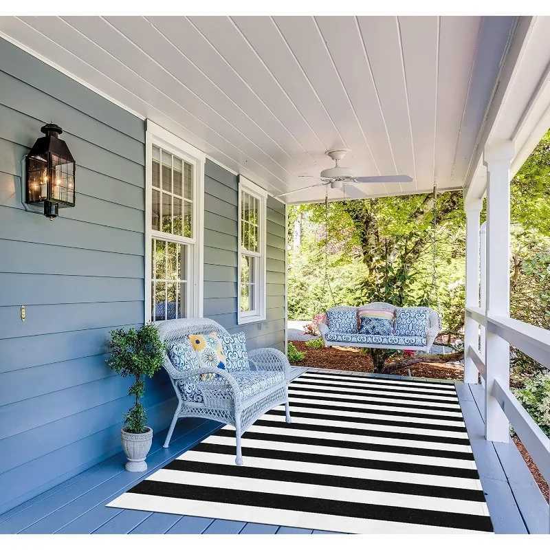 Black and White Stripe Rug Outdoor Balcony Christmas Decor Rug hine Washable Carpet Rug for Dining Ro Entryway He Off Y251216